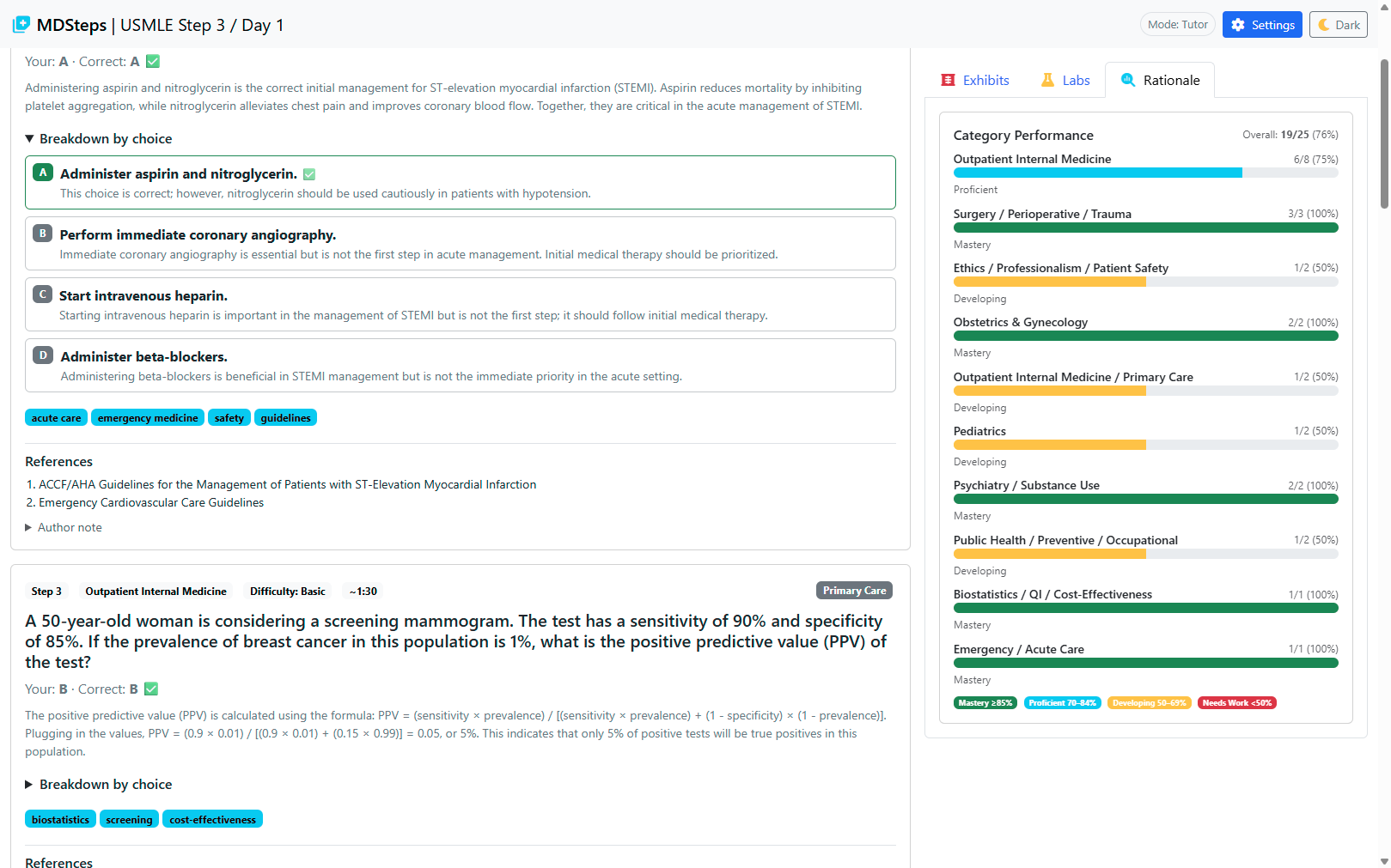 Analytics dashboard showing performance by system and timing