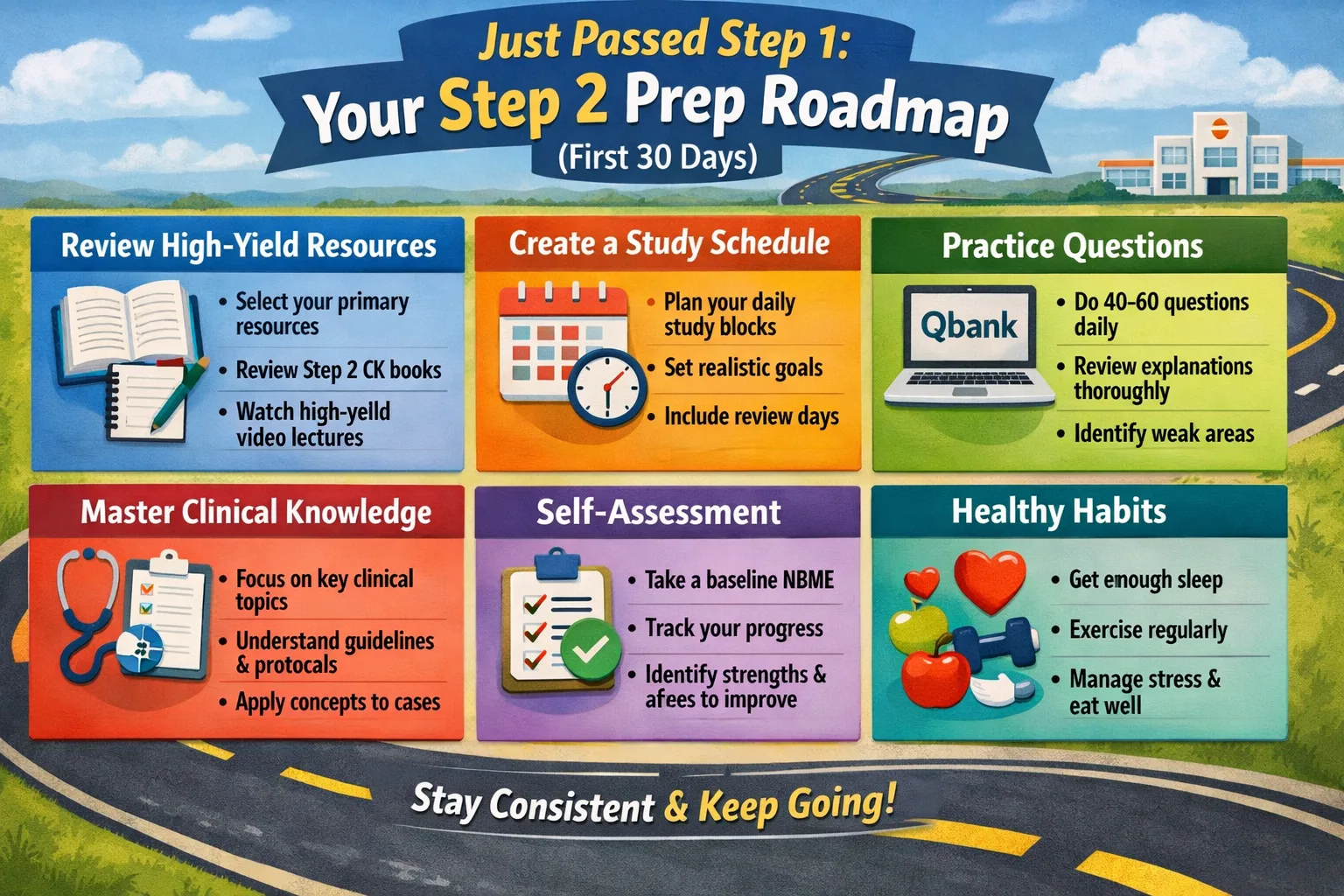 Just Passed Step 1? Here's Your Step 2 Prep Roadmap (first 30 days).
